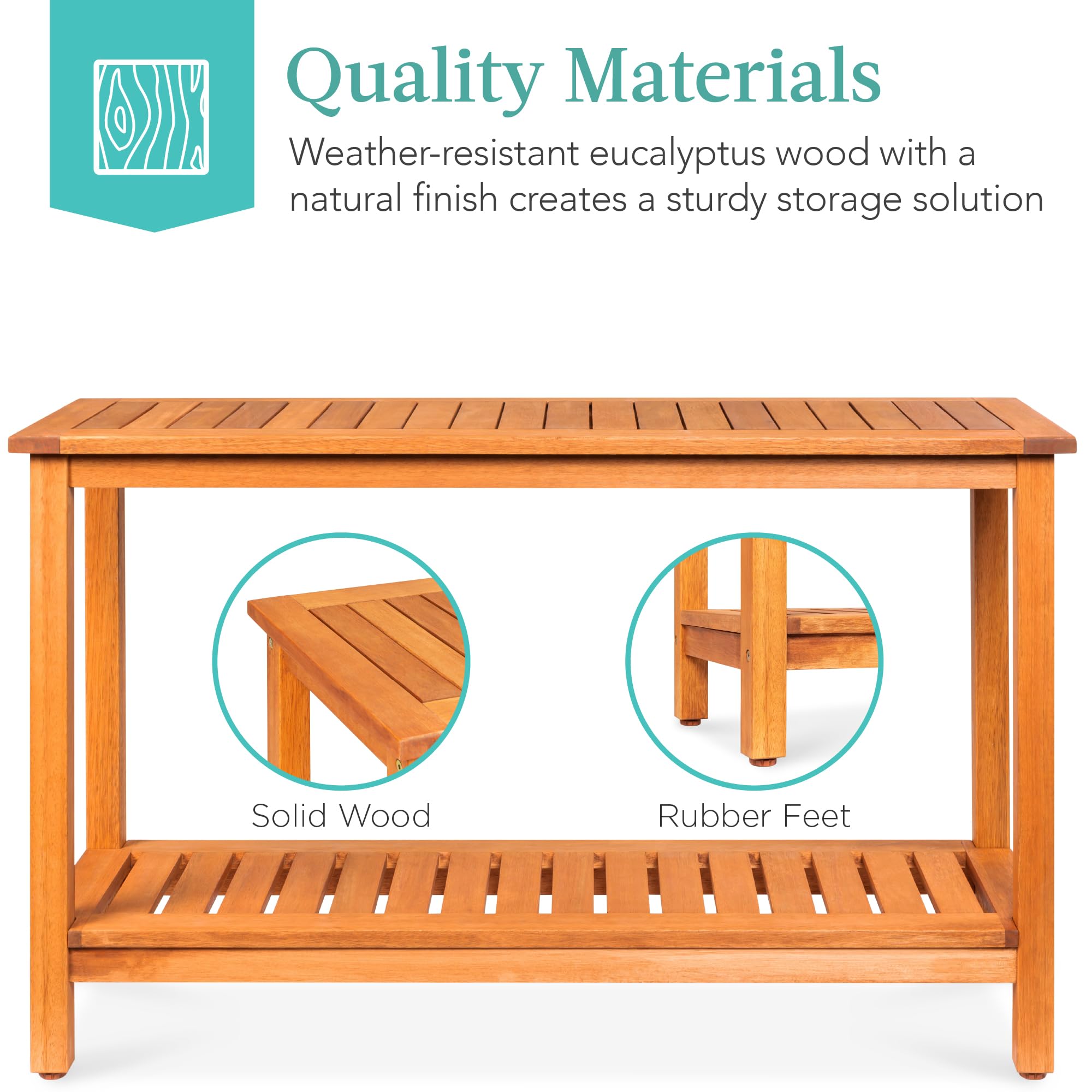 48in Eucalyptus Console Table Indoor Outdoor Storage