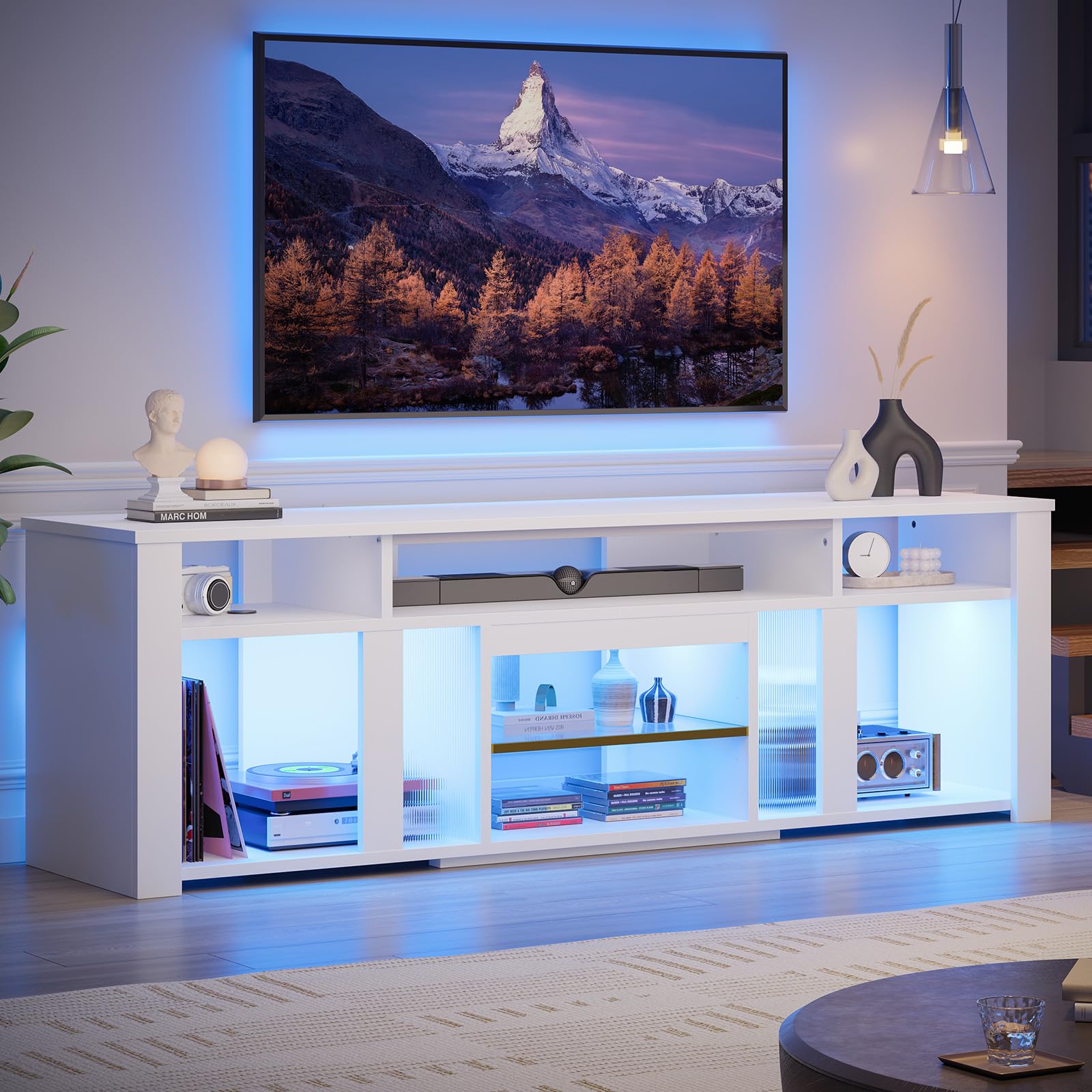 80 LED TV Stand with Adjustable Shelves