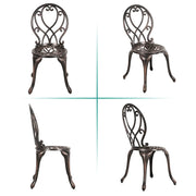 COBANA 3 Piece Outdoor Bistro Set, All Weather Cast Aluminum Patio Dining Retro Table and Chairs with 2’’ Umbrella Hole, Bronze