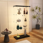 Glass Display Cabinet with LED Lights and Lock