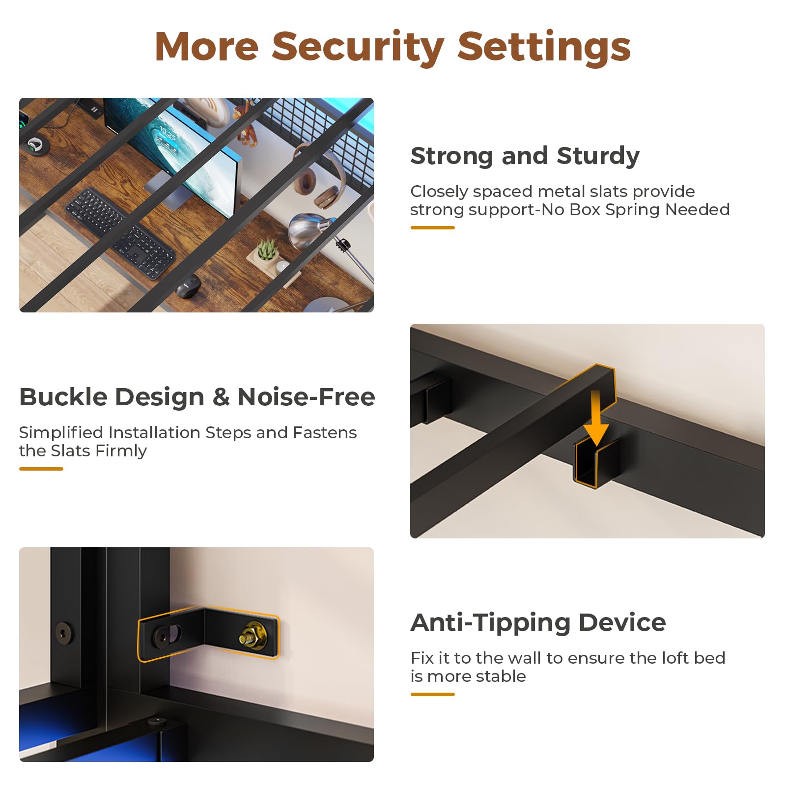 Twin Loft Bed with L-Shaped Desk and Storage Shelves