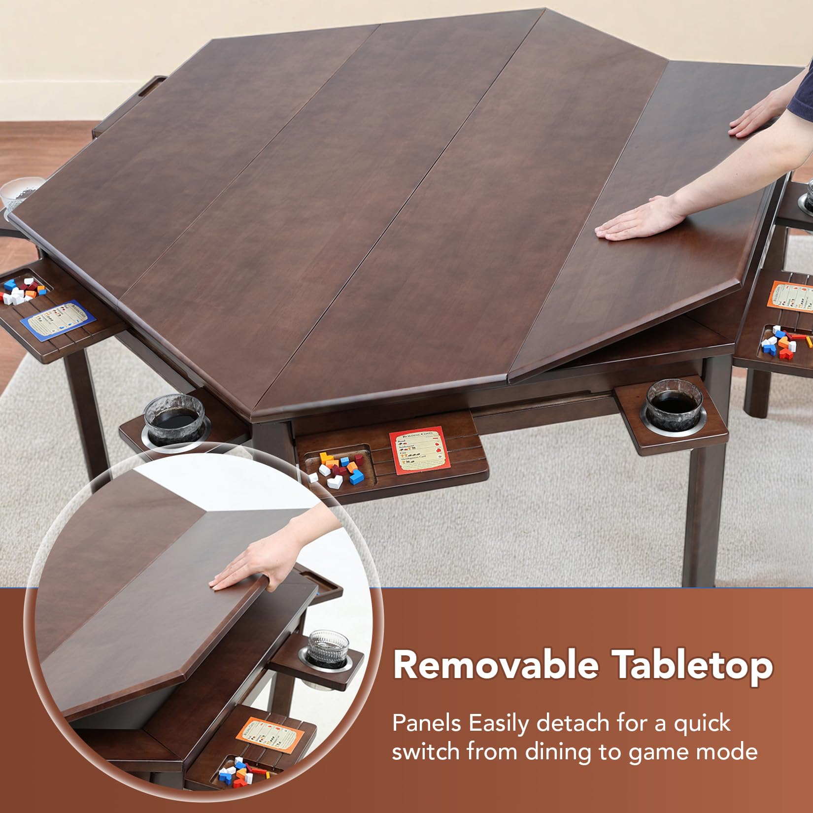 Hexagonal Gaming Table 4-6 Players Removable Top