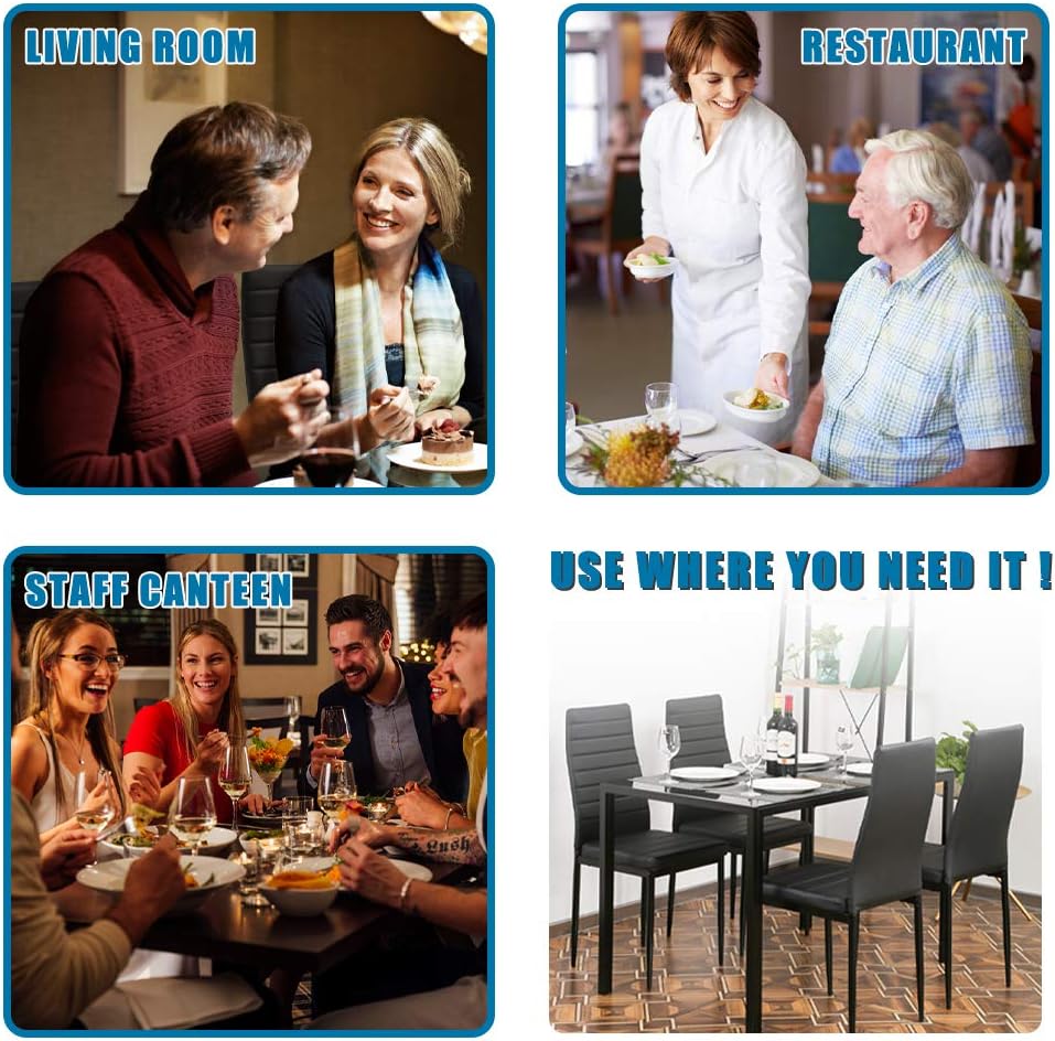 5-Piece Dining Table Set with Glass Top and Upholstered Chairs