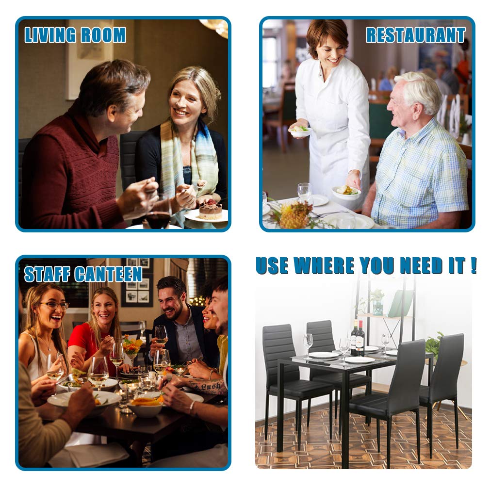 5-Piece Dining Table Set with Glass Top and Upholstered Chairs