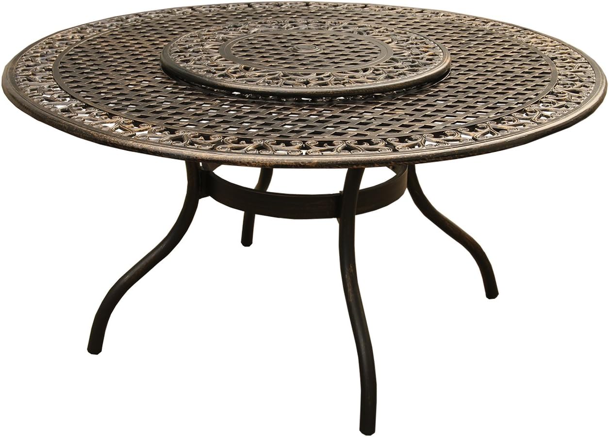 59-Inch Round Patio Dining Set with Lazy Susan