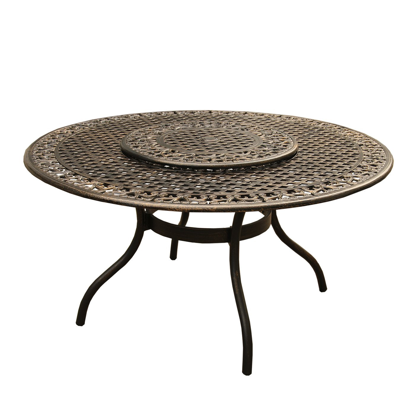 59-Inch Round Patio Dining Set with Lazy Susan