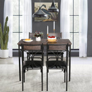 5 Piece Industrial Dining Table Set with 4 Chairs