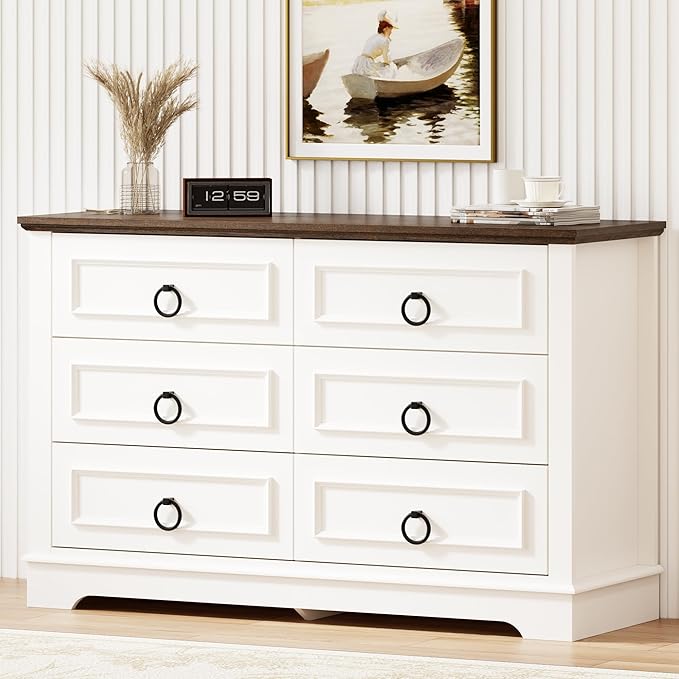 6-Drawer Dresser 47.2" Wide Farmhouse Chest