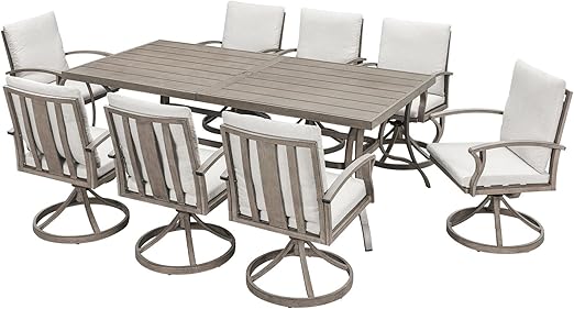 9-Piece Aluminum Outdoor Dining Set with Umbrella Hole