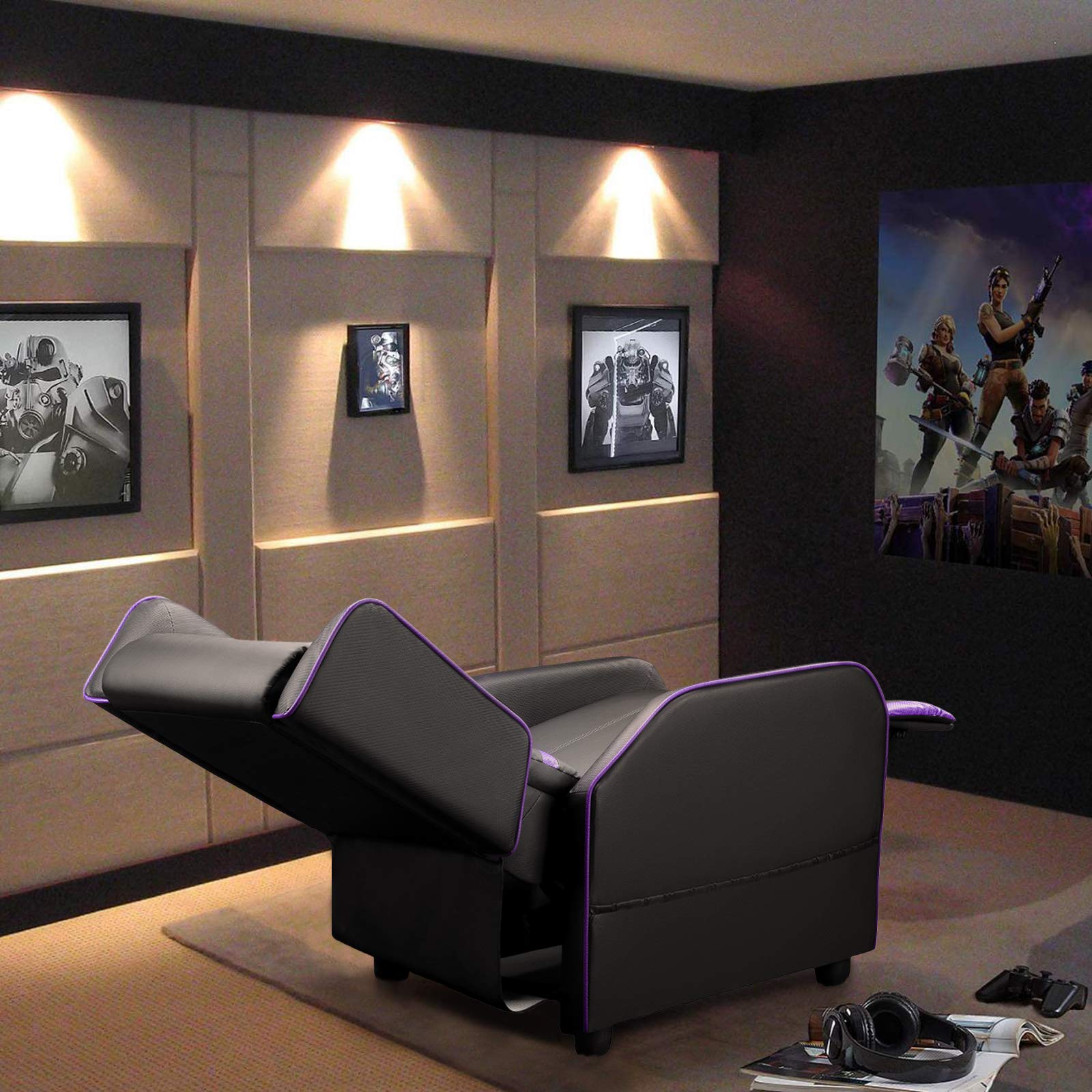 Gaming Recliner Chair with Adjustable Backrest and Footrest