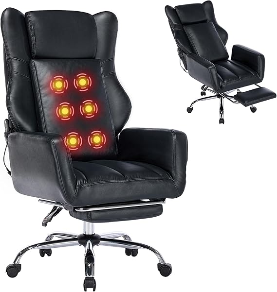 Ergonomic Office Chair with Massage and Footrest