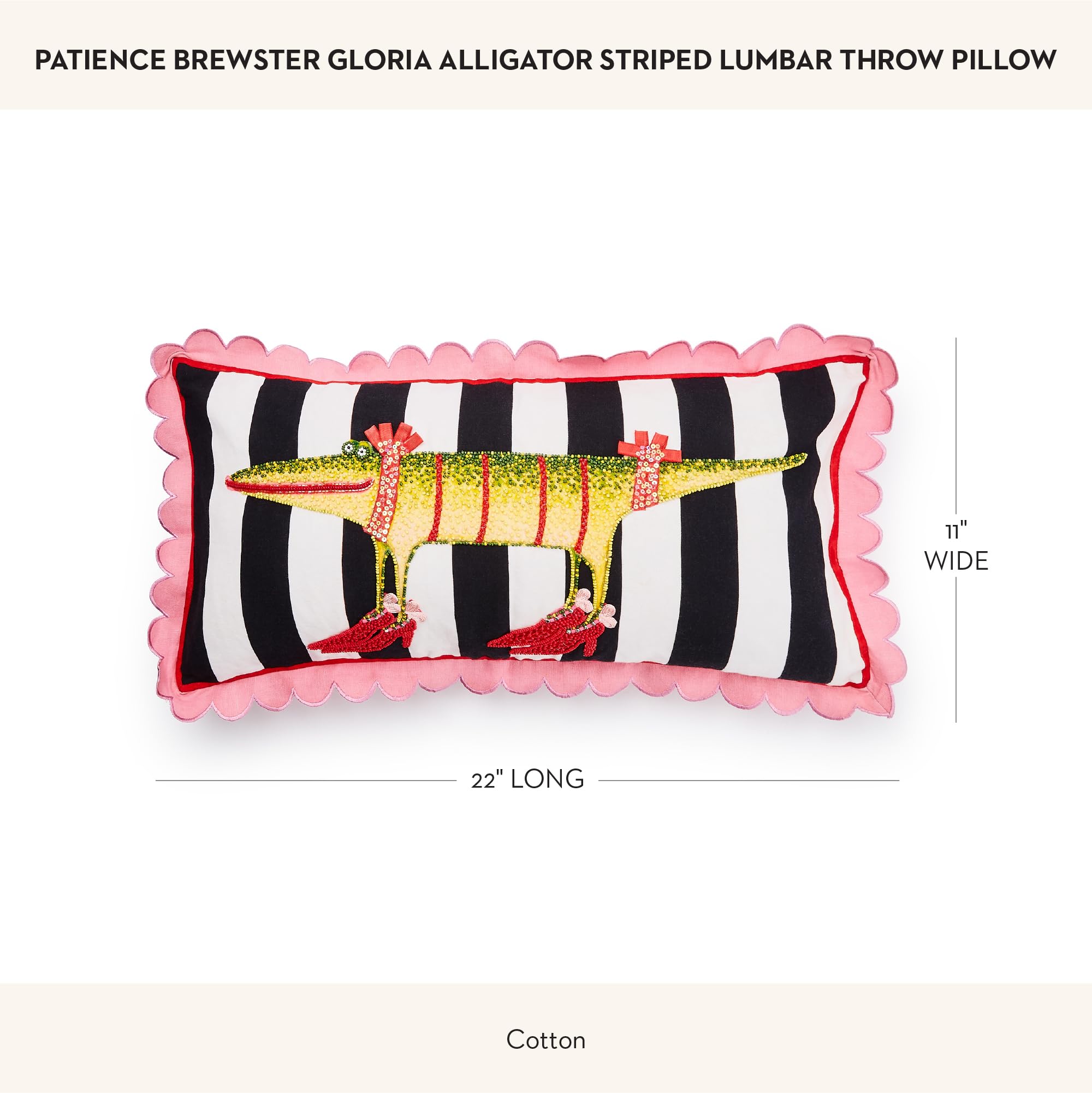 Gloria Alligator Lumbar Throw Pillow 11x22