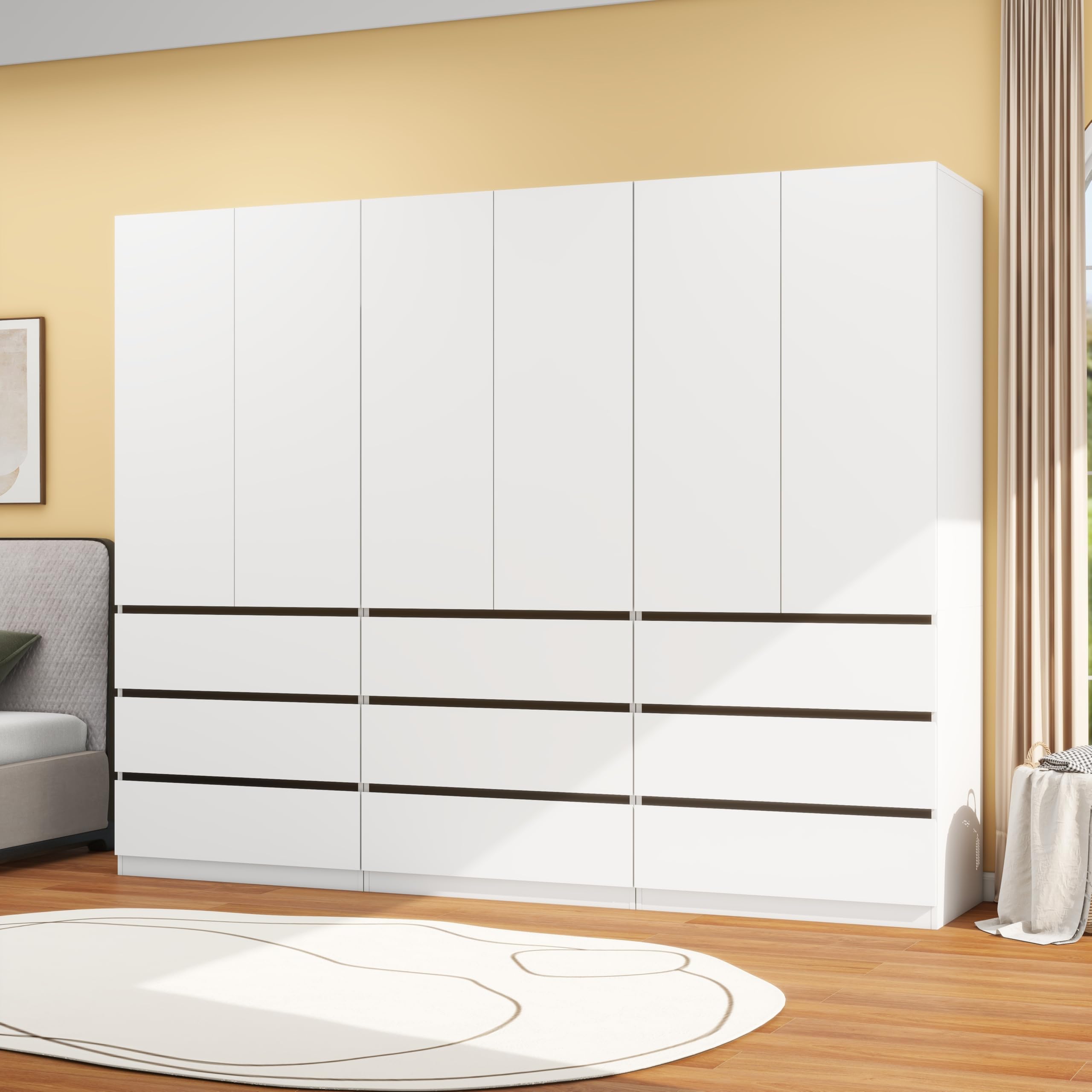 White Armoire Wardrobe with 9 Drawers and 6 Doors