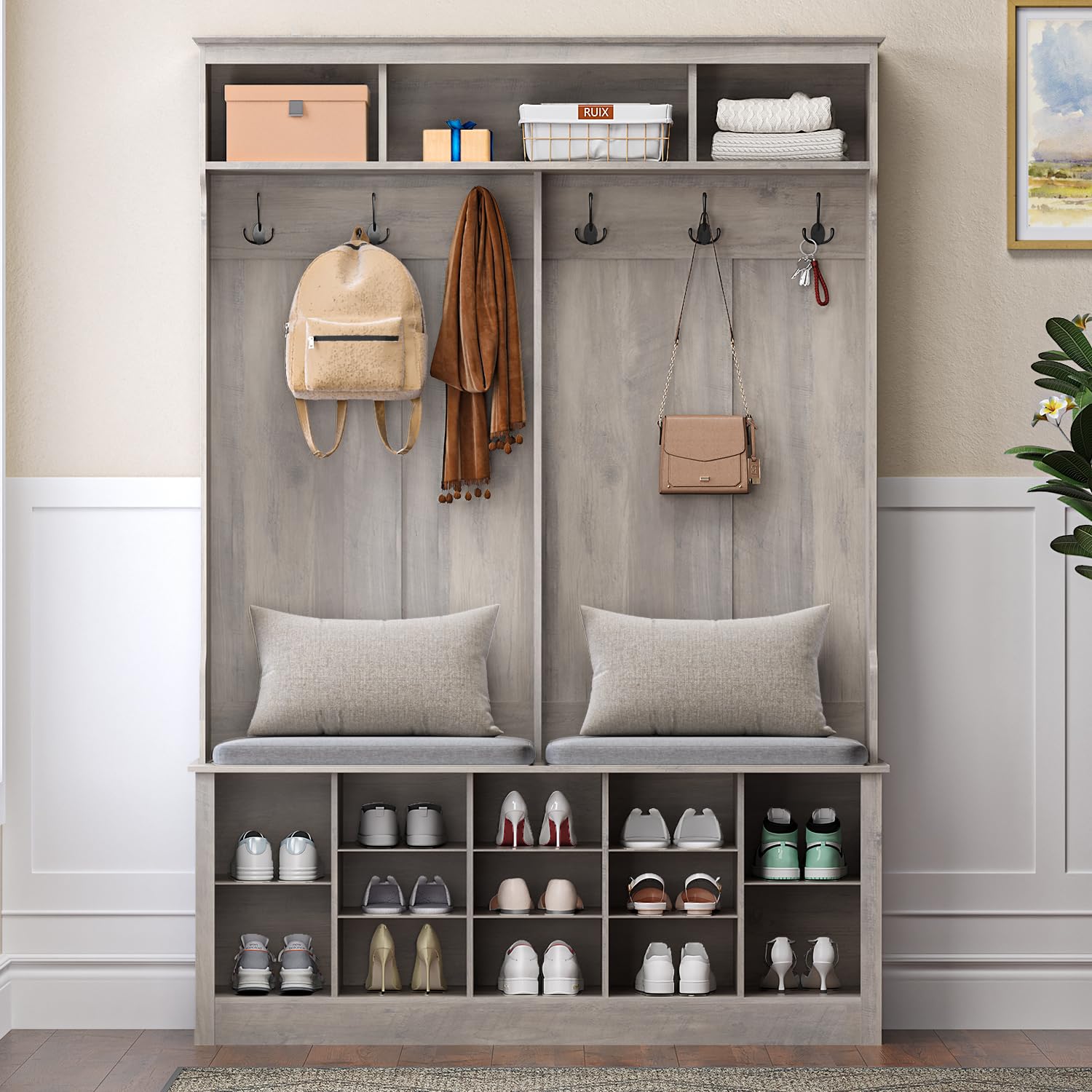 Hall Tree with Bench and Shoe Storage