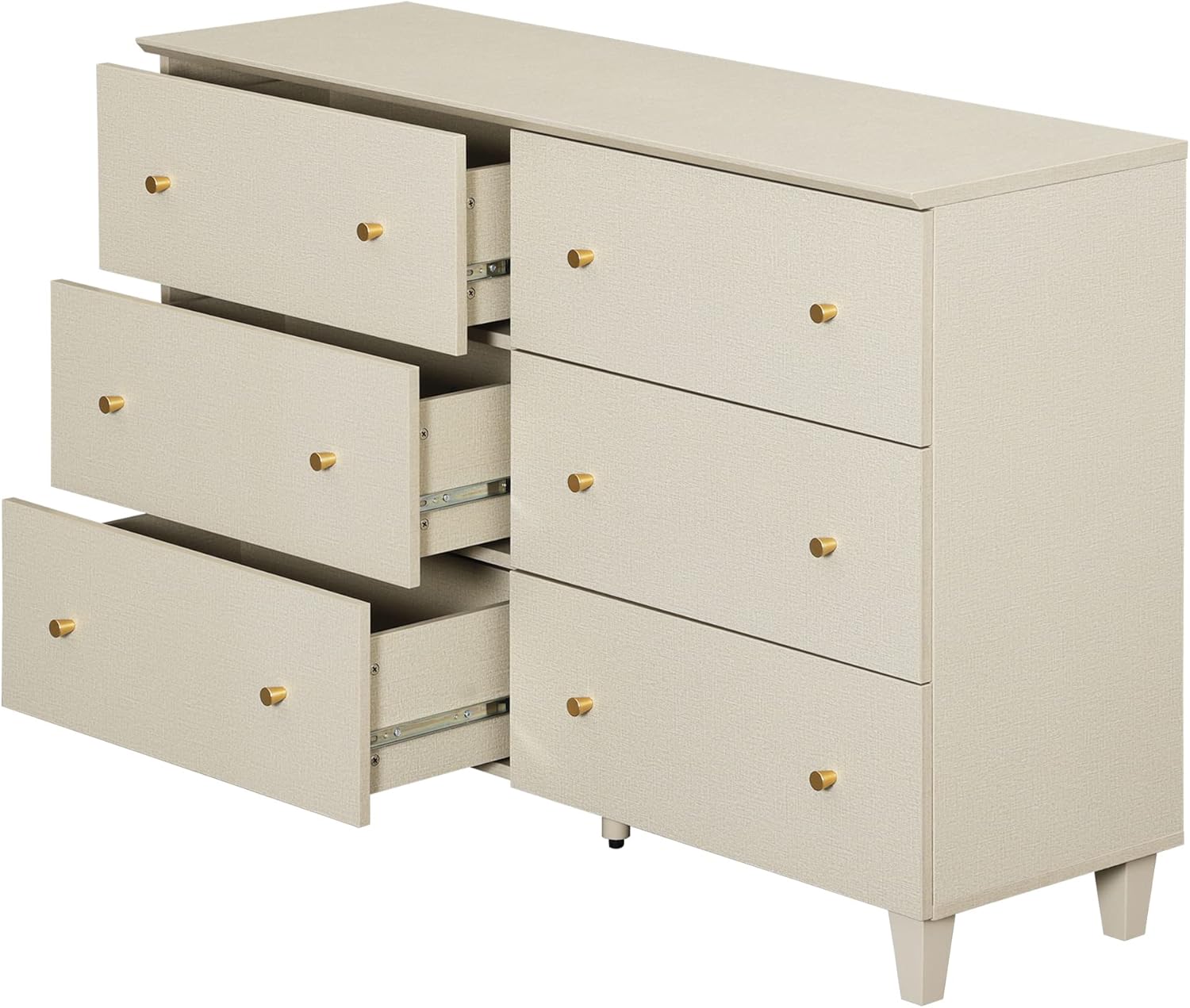 6-Drawer Dresser with Gold Knobs