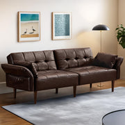 85" Futon Sofa Bed with Storage and Adjustable Armrests