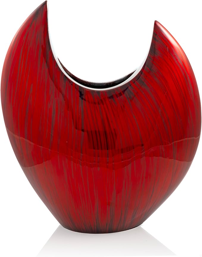 Acentuada Fat Pointed Red Glaze Vase 13.5" H