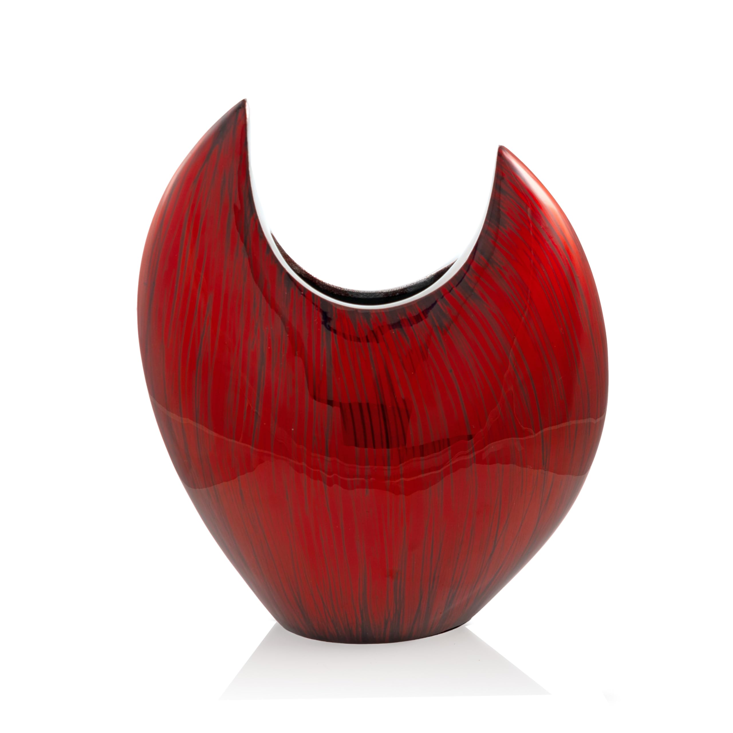 Acentuada Fat Pointed Red Glaze Vase 13.5" H