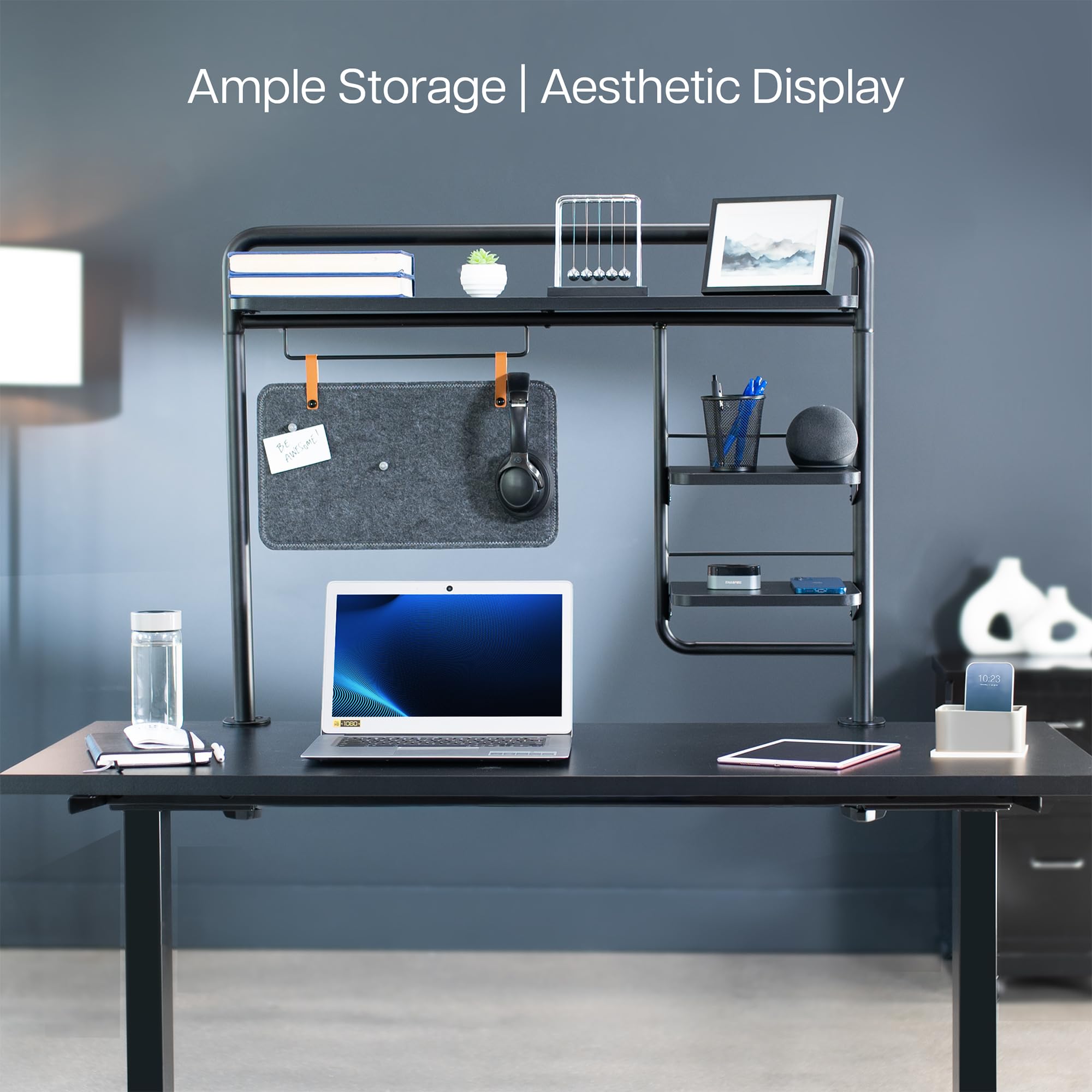 38 Inch Clamp-On Desktop Shelving System with Magnetic Memo Board