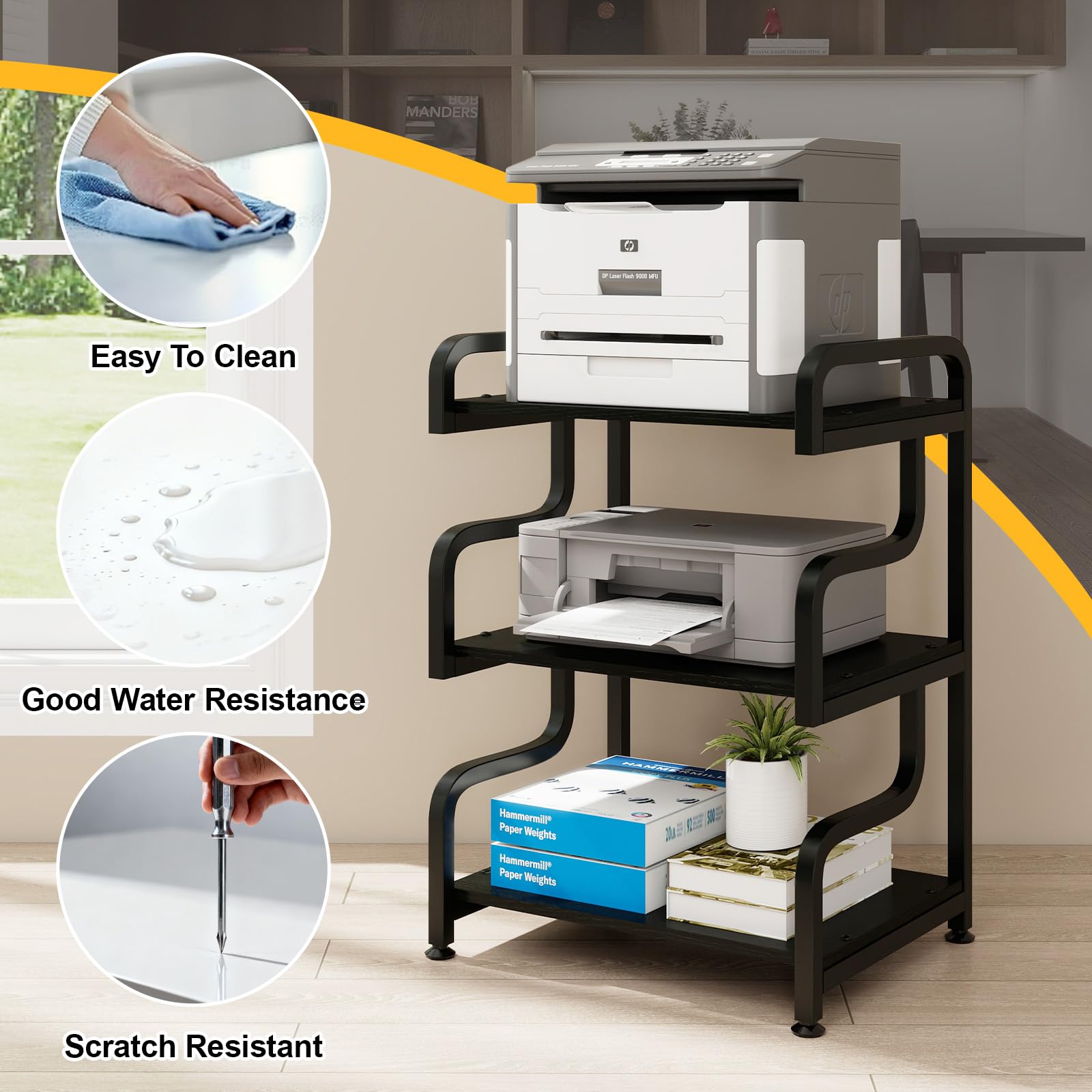 3-Tier Printer Stand with Wheels