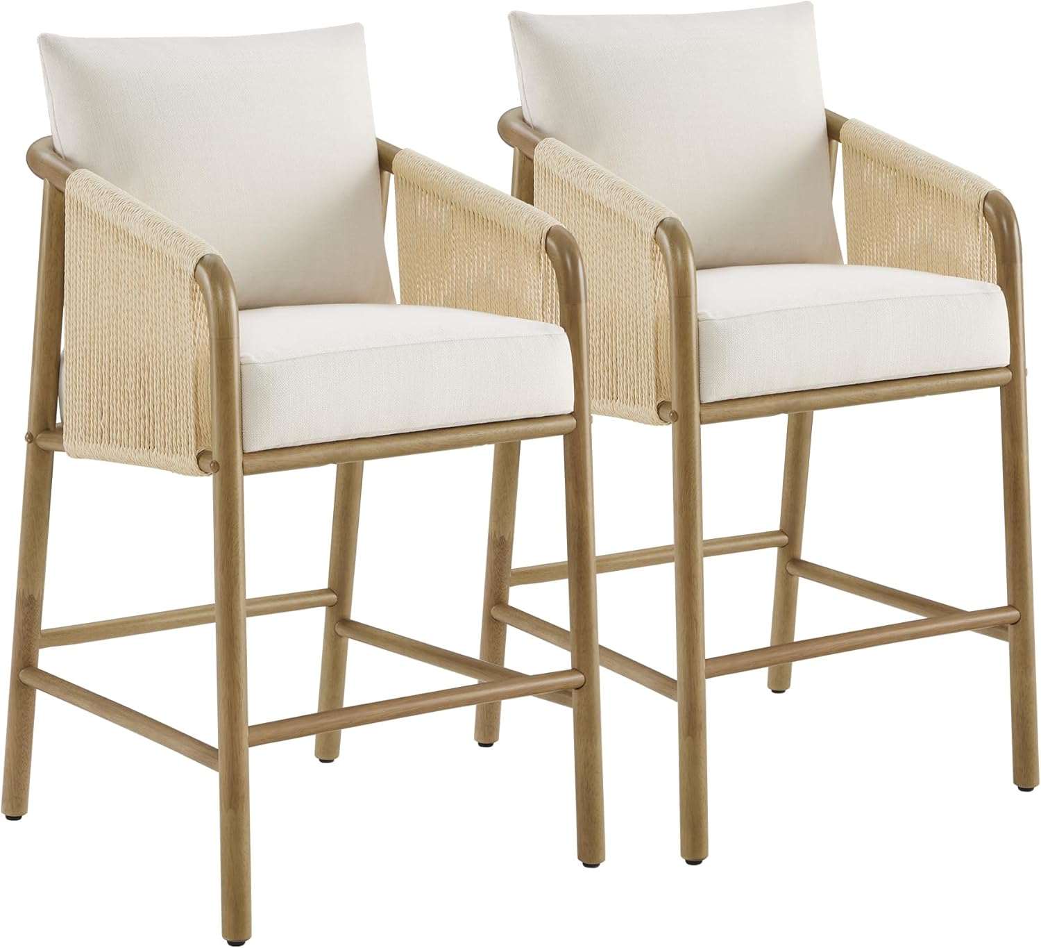 Paper Cord Braid Counter Height Barstools Set of 2