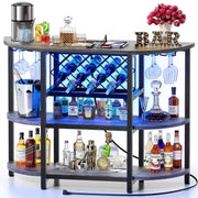 LED Bar Cart with Power Outlet and 4-Tier Storage