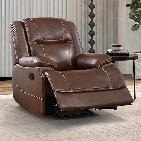 Genuine Leather Manual Recliner Sofa