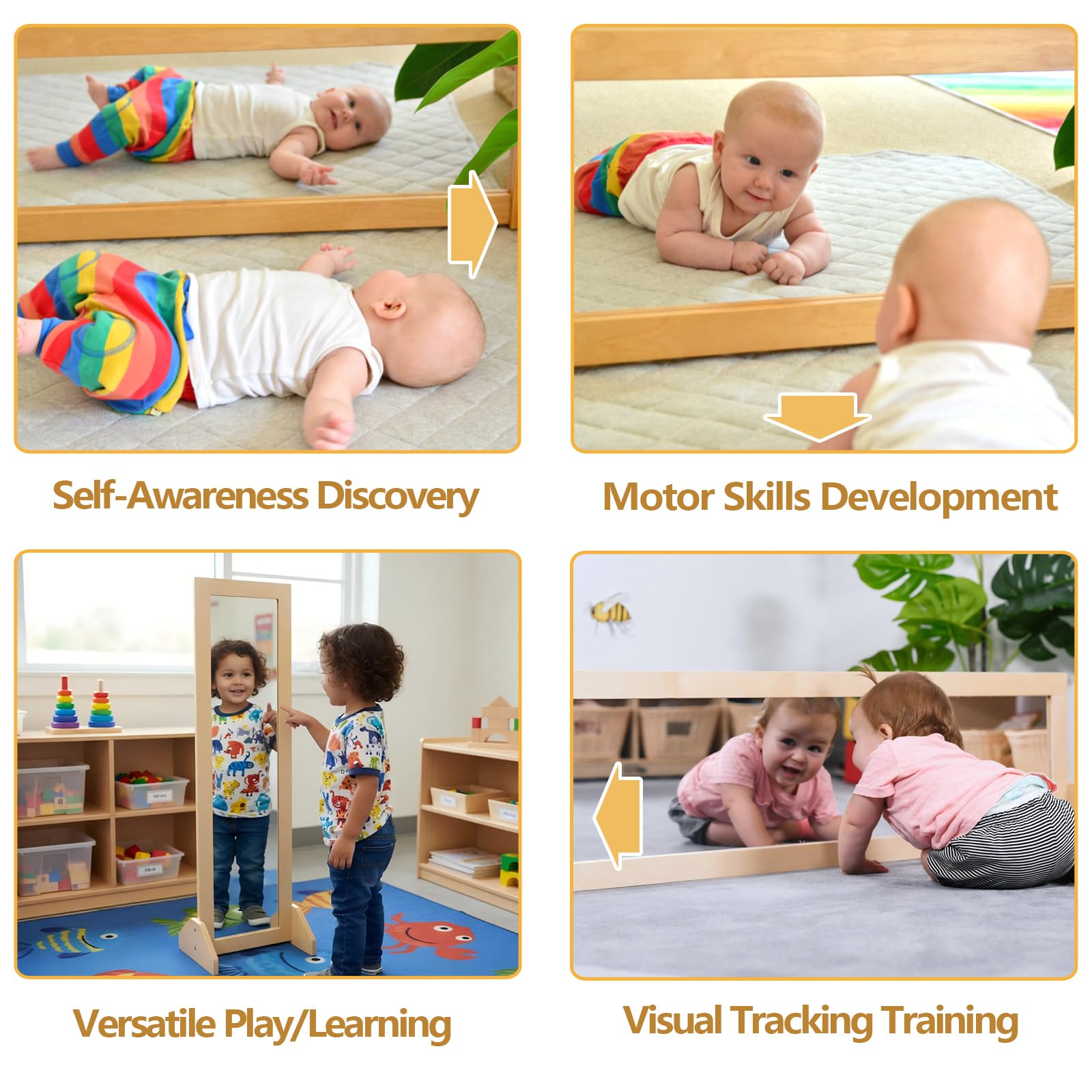 Montessori Coordination Mirror with Pull-Up Bar