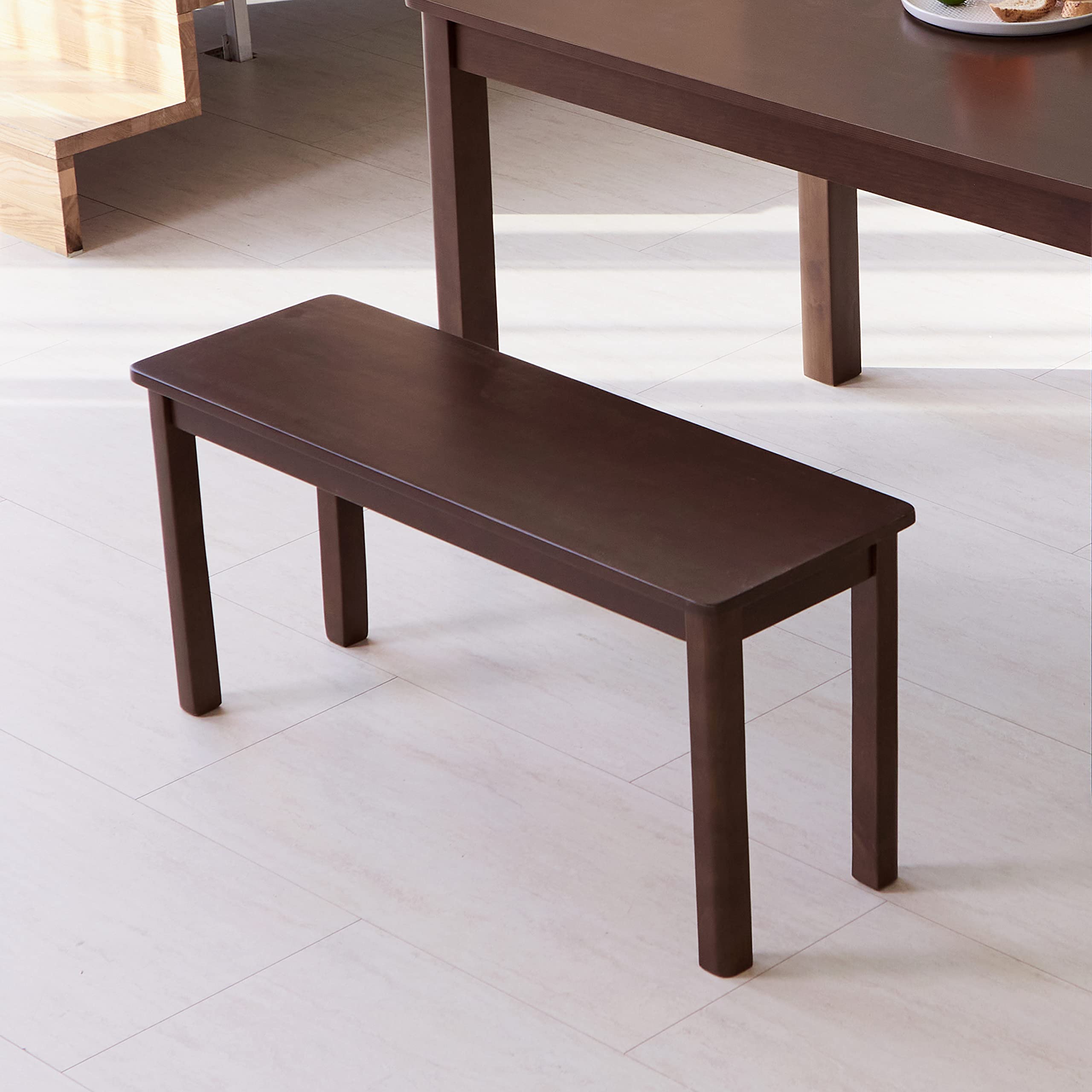 37.4" Wooden Dining Bench - Modern Farmhouse Malaysian Oak