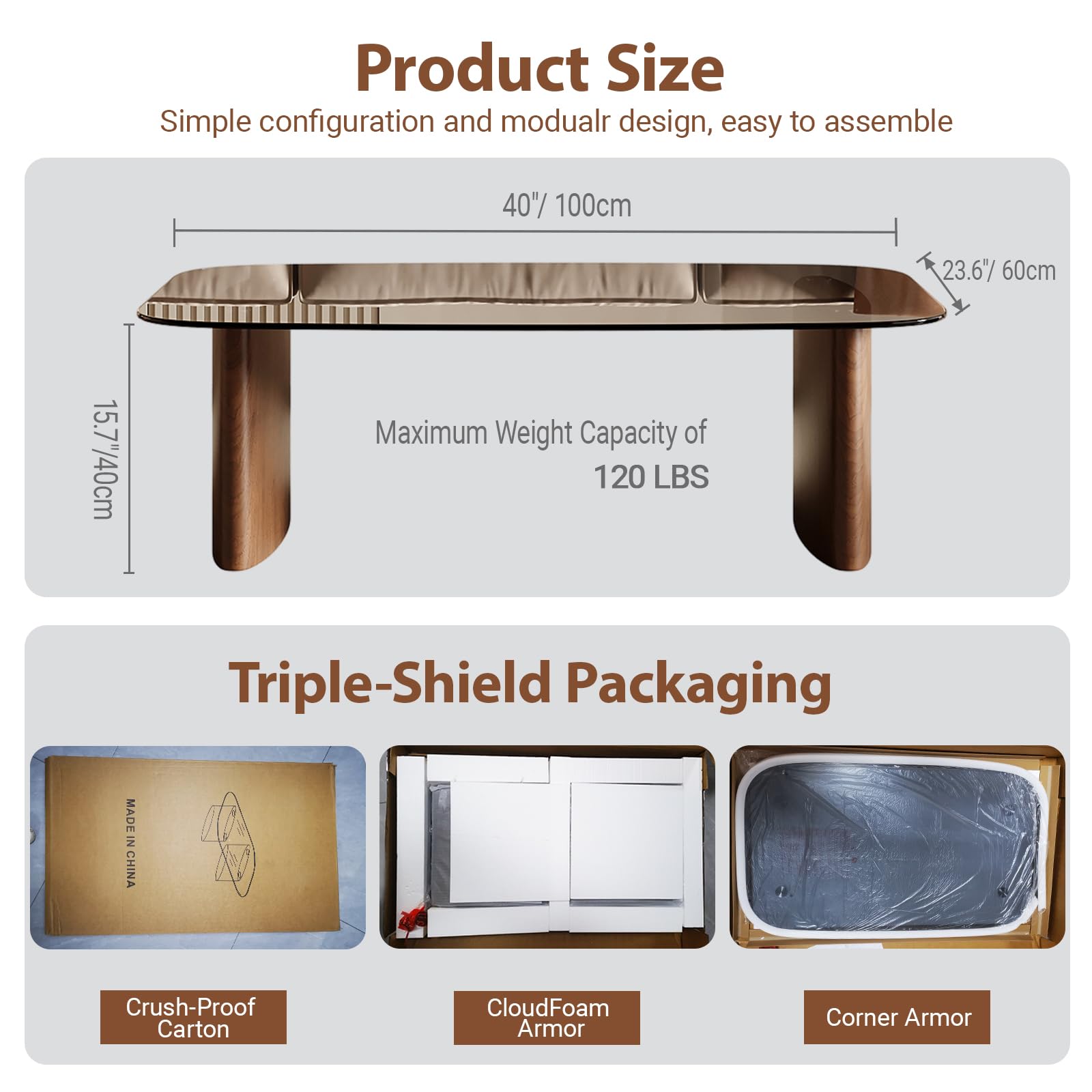 Glass Coffee Table with Wooden Base