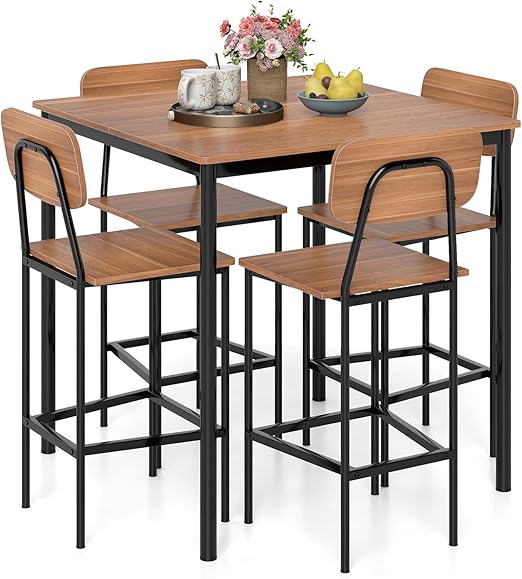5-Piece Counter Height Dining Set with Bar Stools