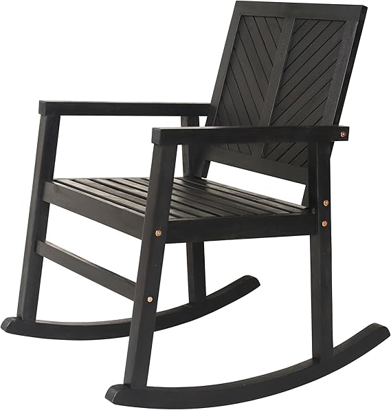Acacia Wood Outdoor Rocking Chair - Chevron Back Design