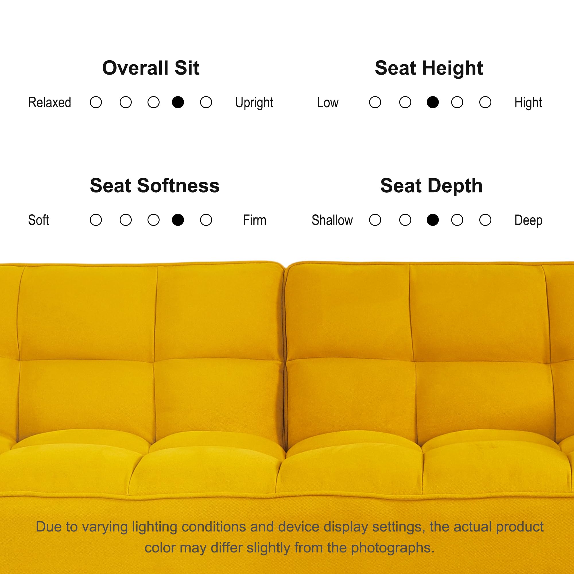 Convertible Futon Sofa Bed with Adjustable Backrest