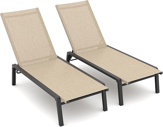 Adjustable Foldable Chaise Lounge Chair Set of 2