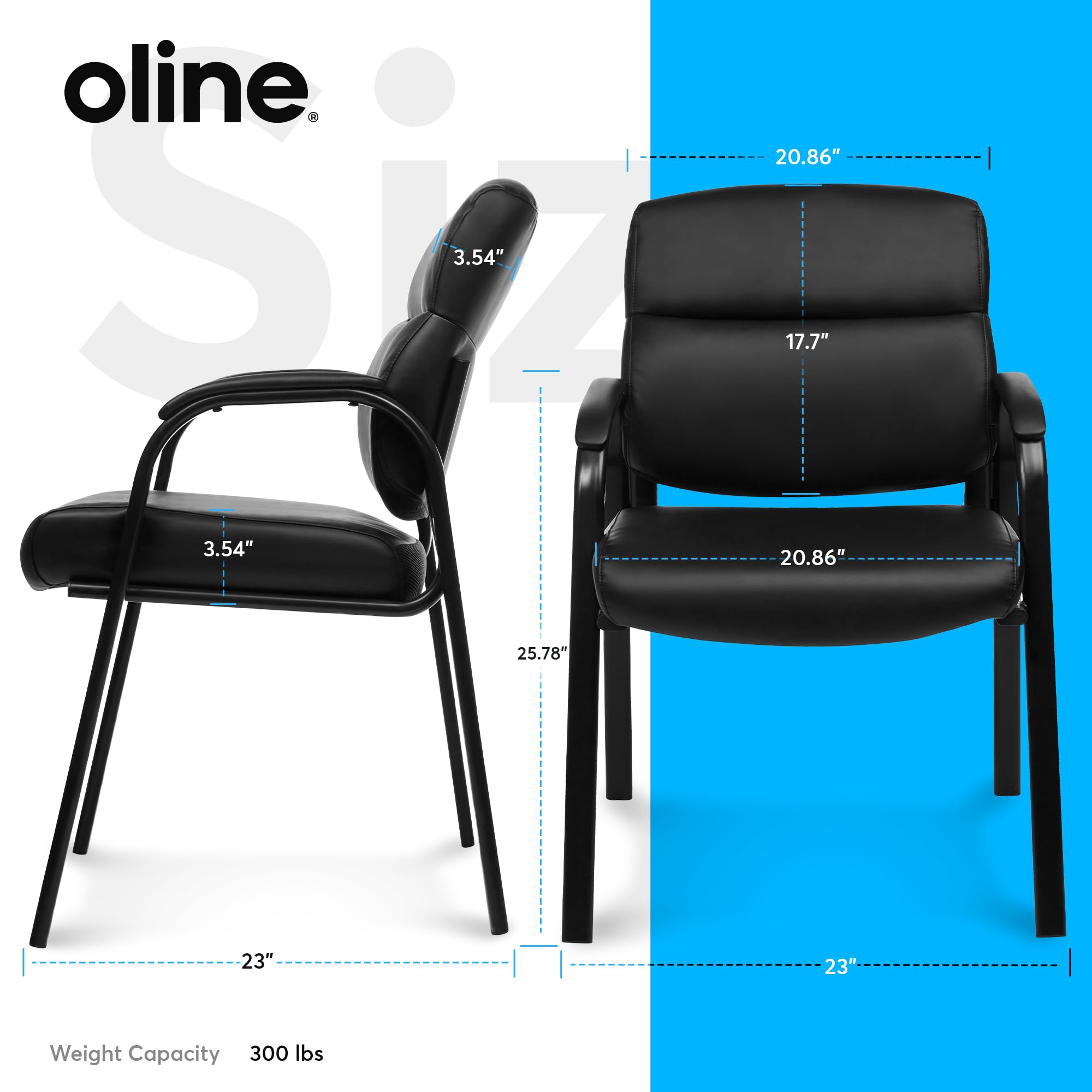 Leather Guest Chair with Padded Arms Black 1/2/4 Pack