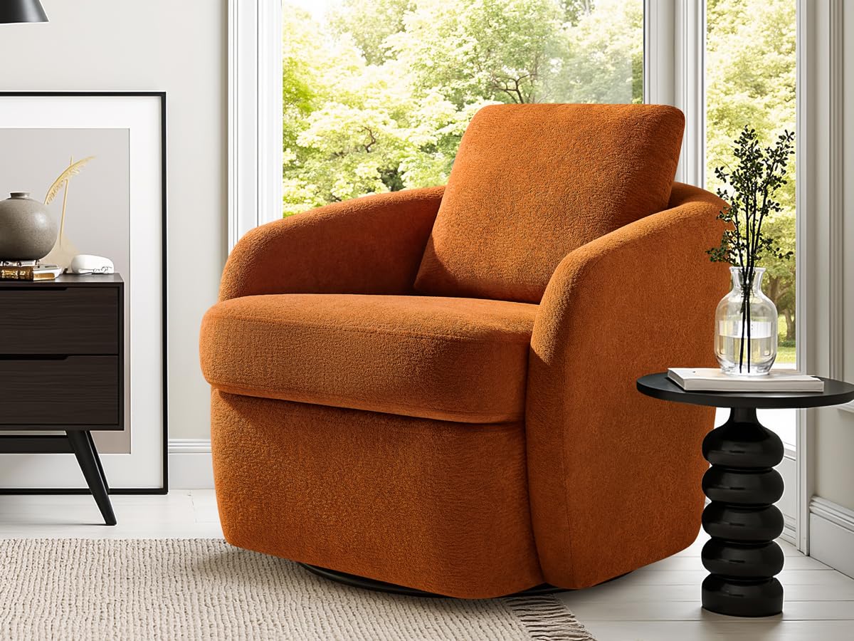360° Swivel Barrel Chair with Throw Pillow