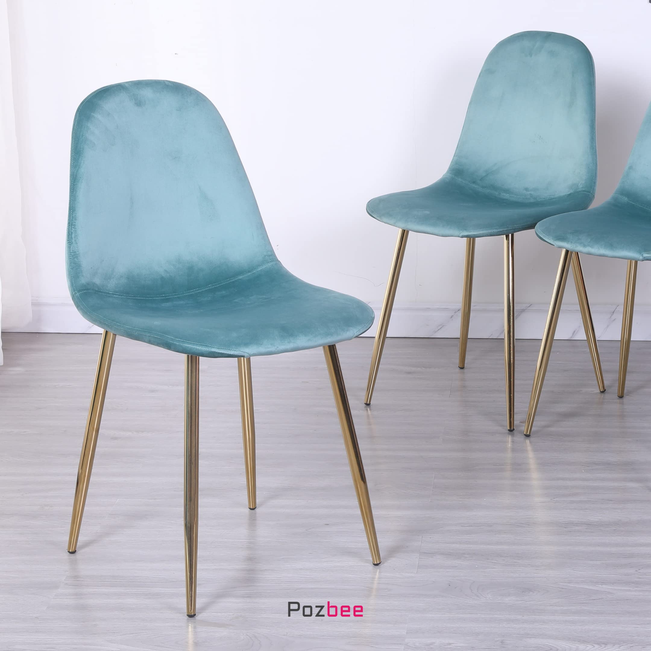 Velvet Dining Chairs Set of 4 with Gold Chrome Legs