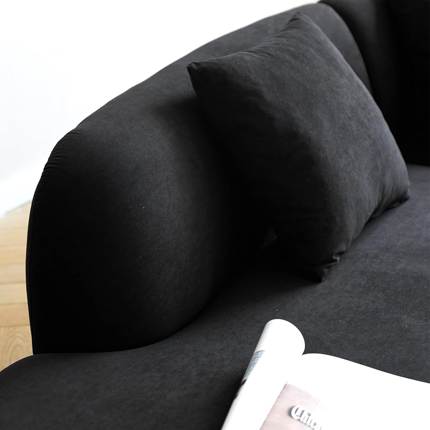 132" Curved Velvet Sofa 6 Seater