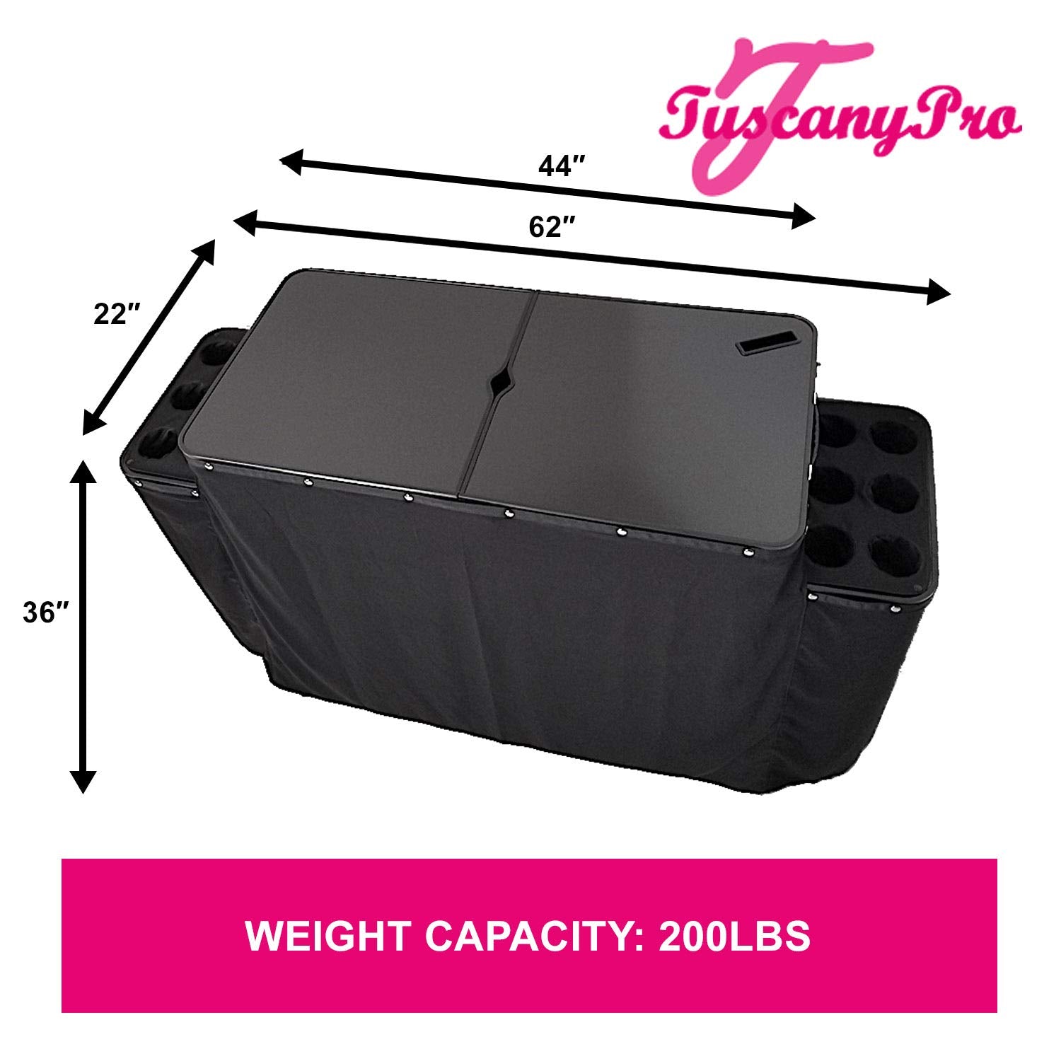 Portable Bartenders & Caterers Table with Folding Side Trays