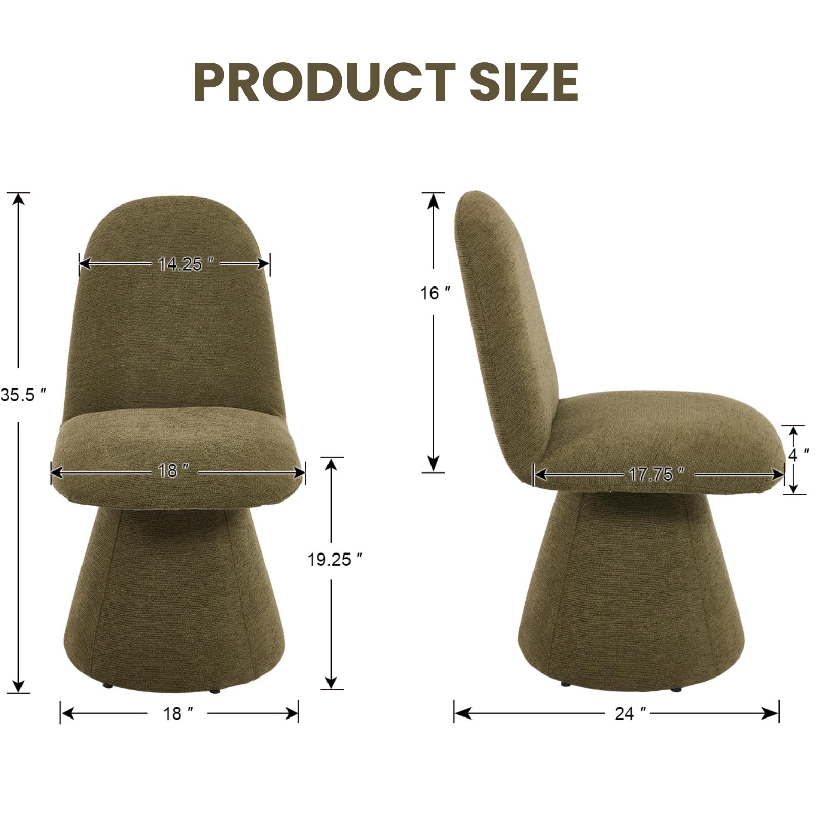 Swivel Dining Chairs Set of 6 Mid Century Modern High Back Chenille Upholstered