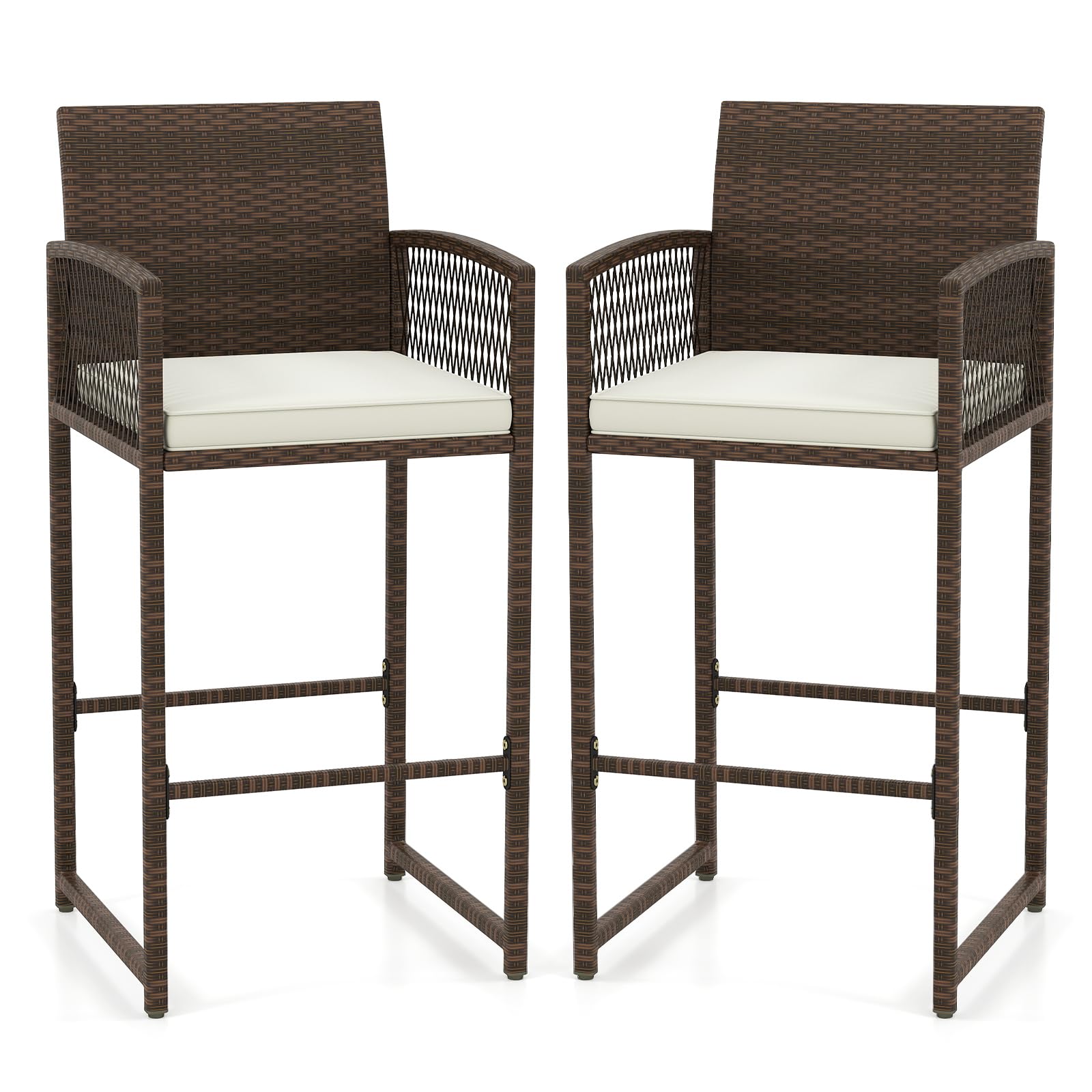 Outdoor PE Rattan Bar Stools Set of 2