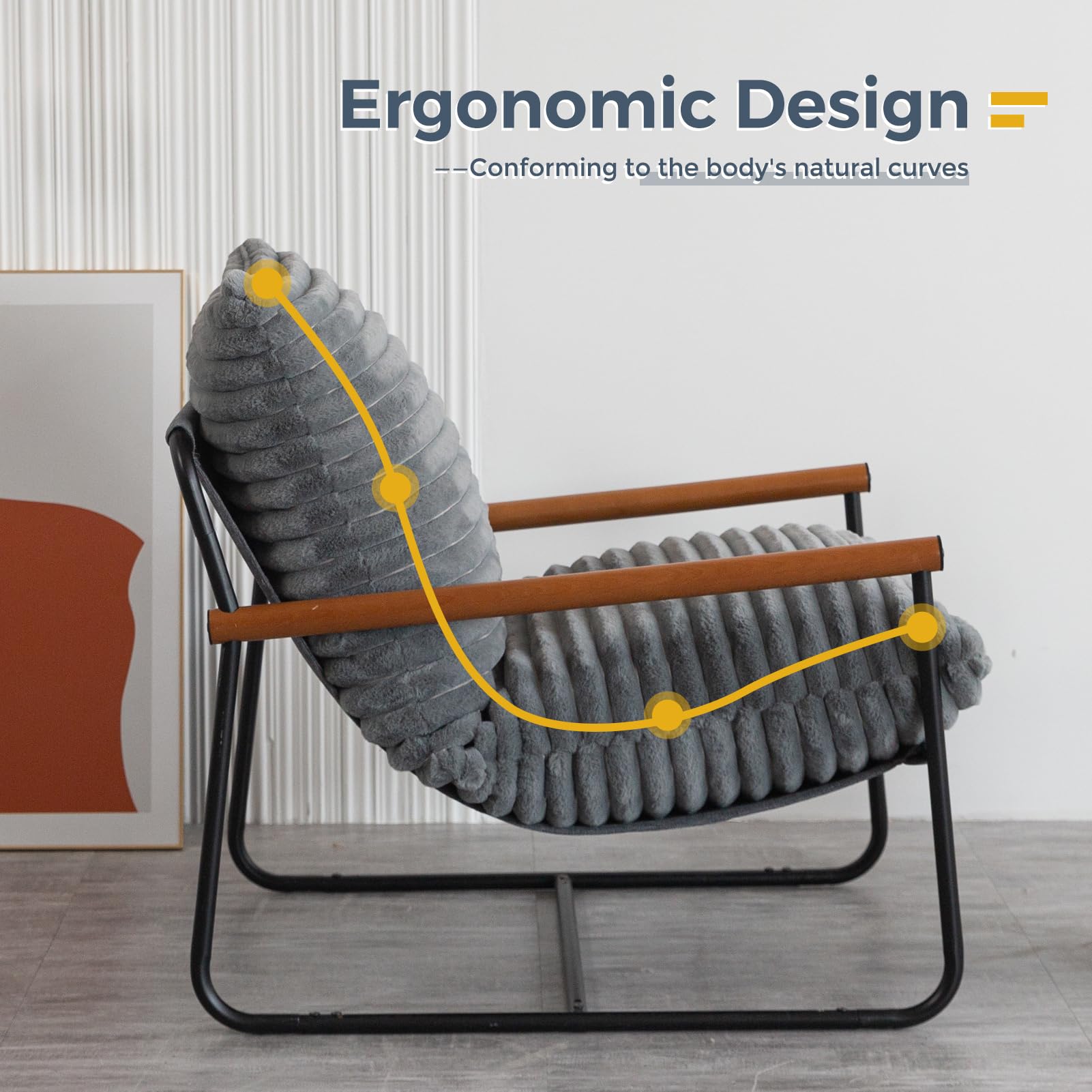 Sherpa Accent Chair with Wooden Arms