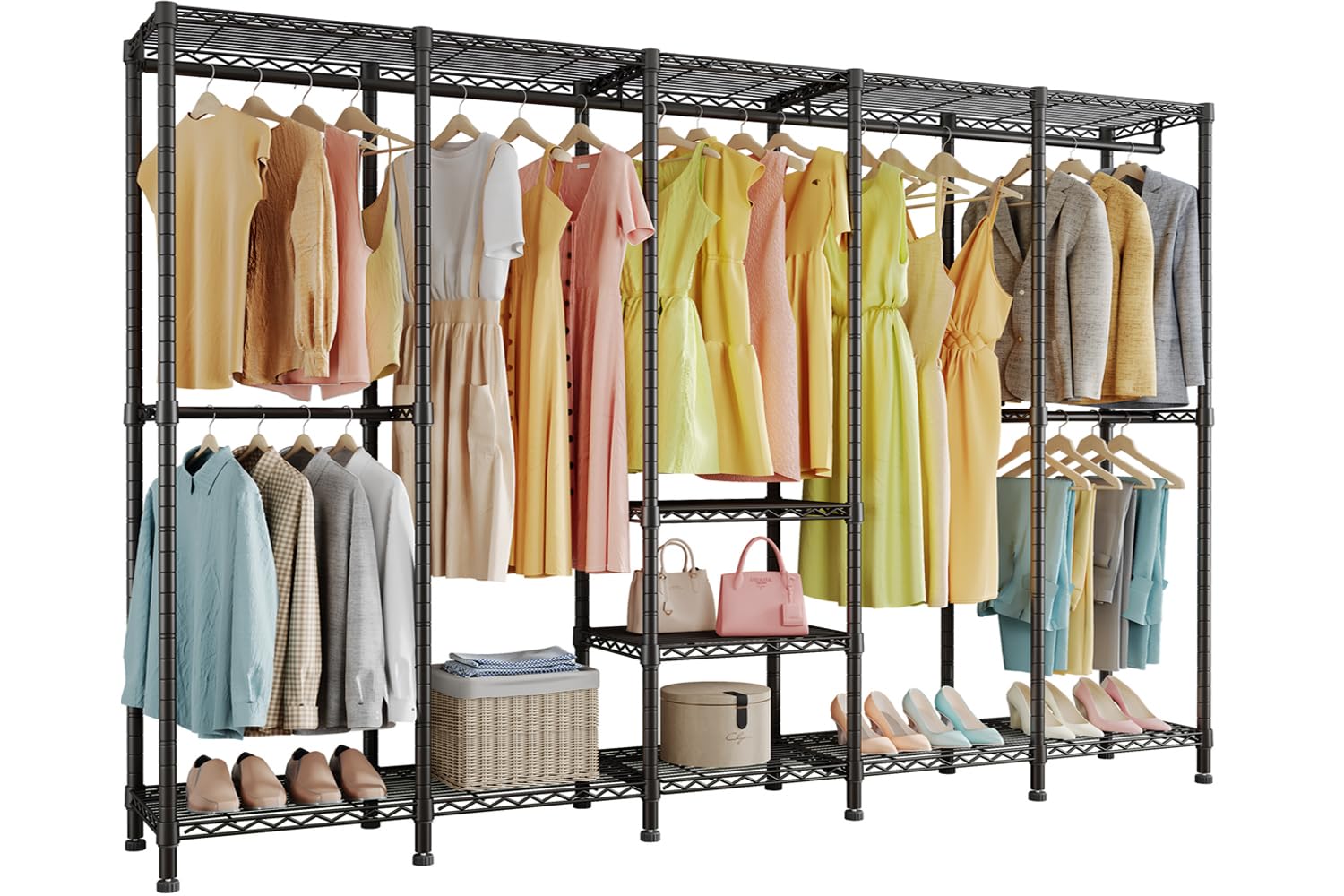 Extra Large Wire Garment Rack with Adjustable Shelves