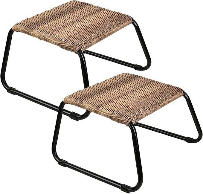 Wicker Outdoor Footstool Ottoman 2-Pack