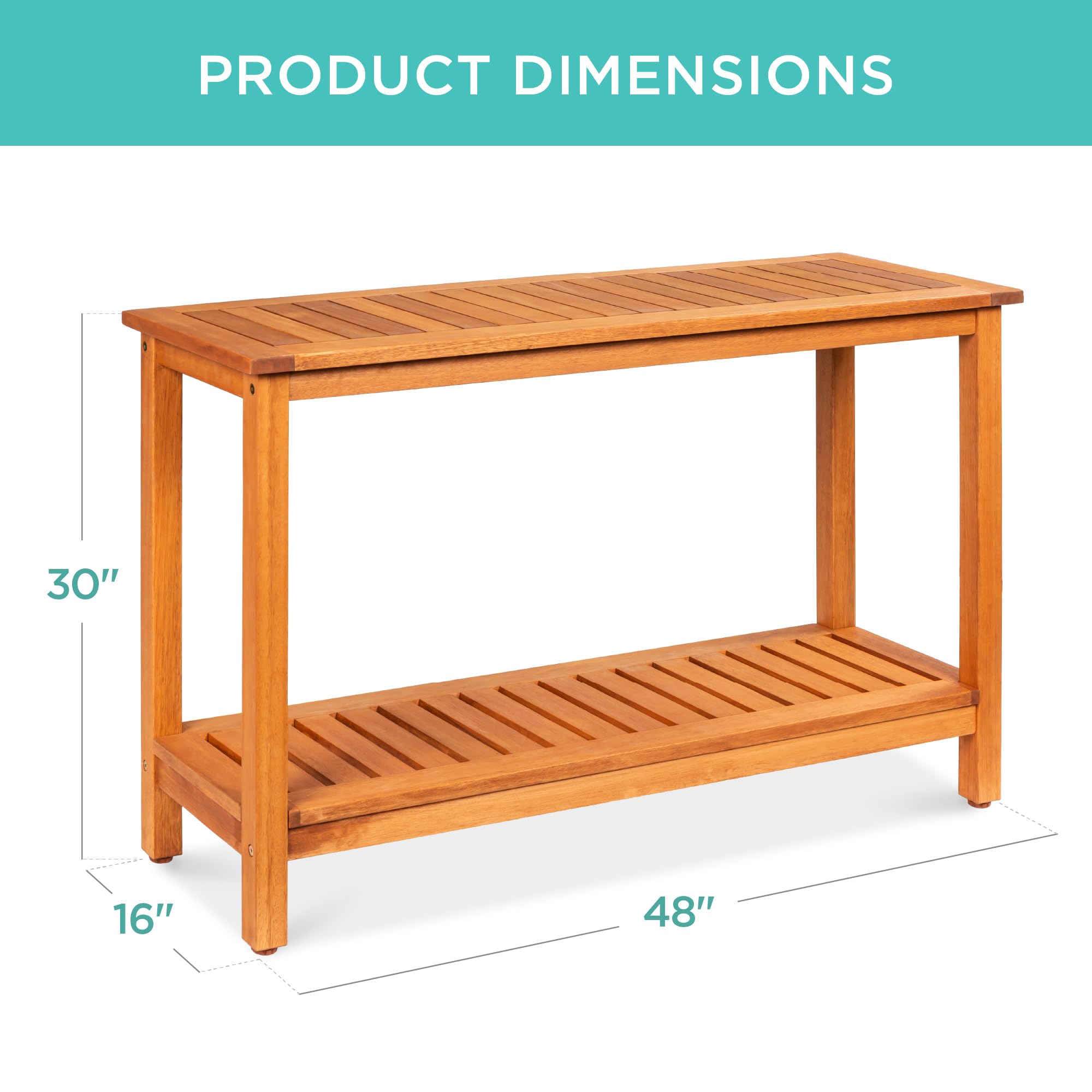 48in Eucalyptus Console Table Indoor Outdoor Storage