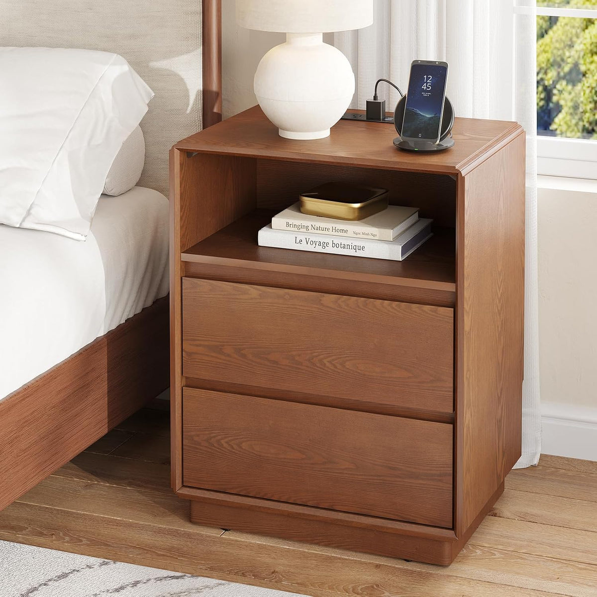 Solid Wood 6 Drawer Dresser 55.2" Wide Mid Century Modern