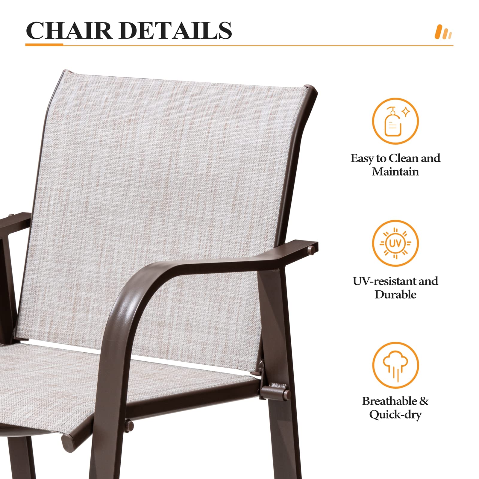 Outdoor Bar Stools Set of 2 with Armrests