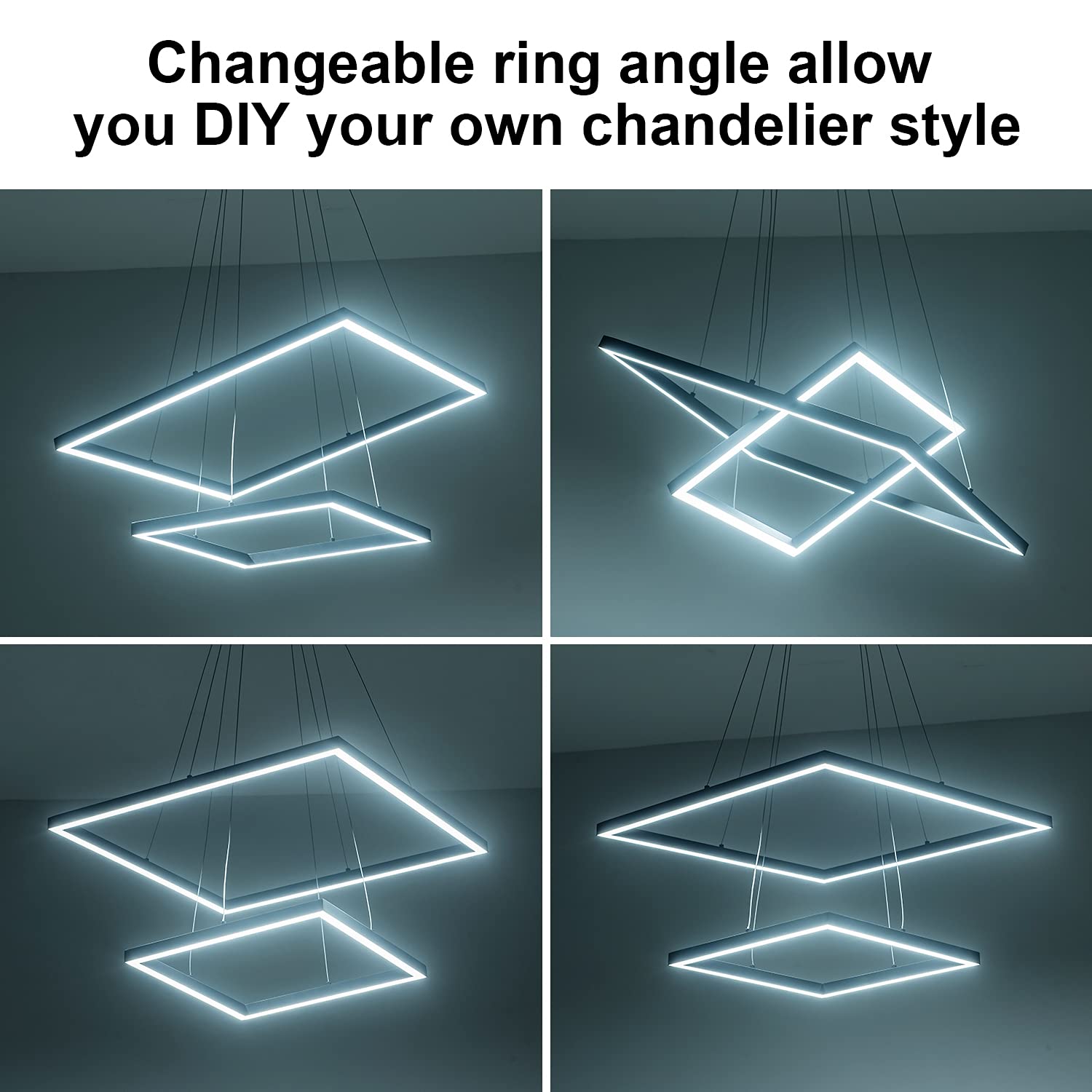 Modern LED Square Chandelier Dimmable Pendant Light