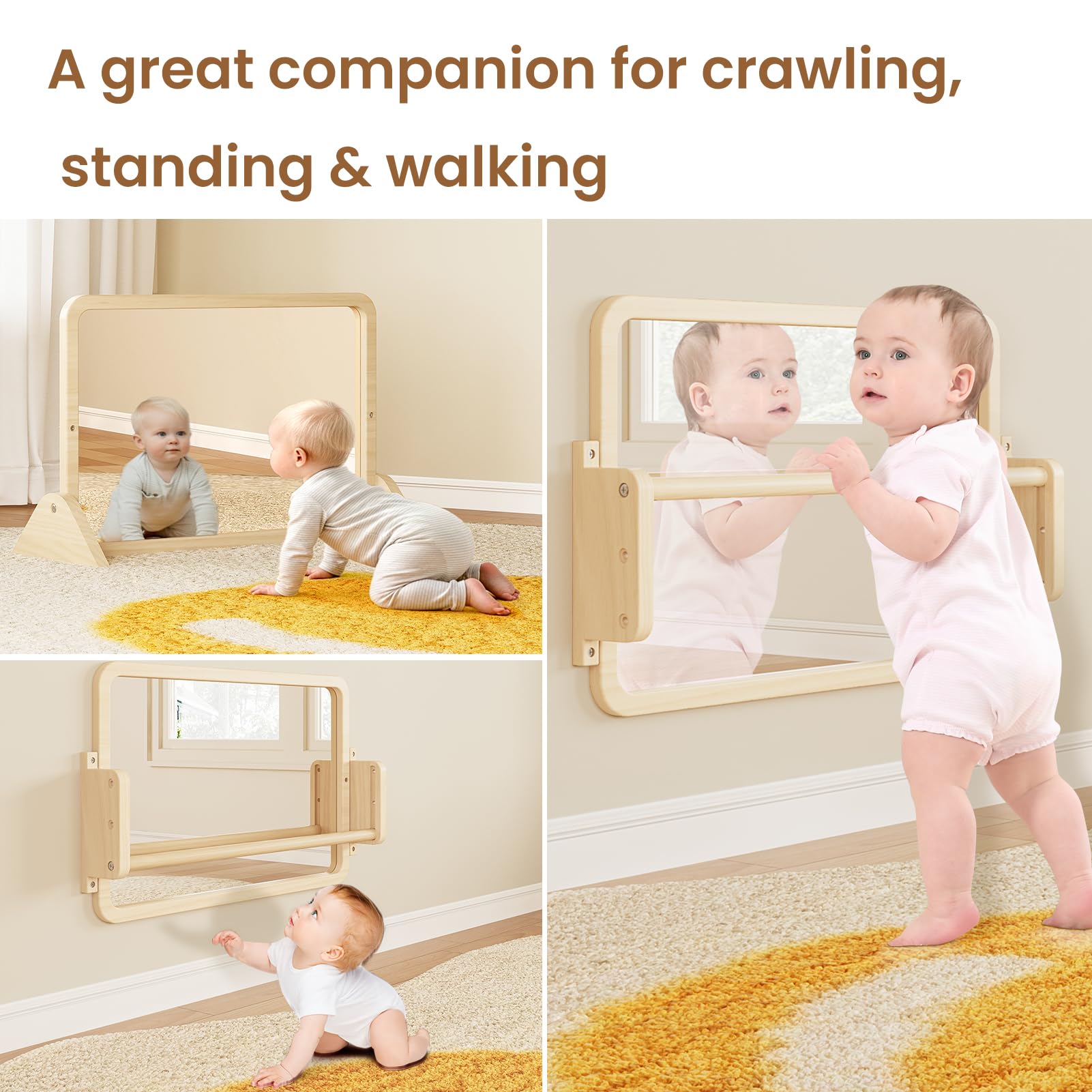 3-in-1 Montessori Mirror with Adjustable Pull-Up Bar