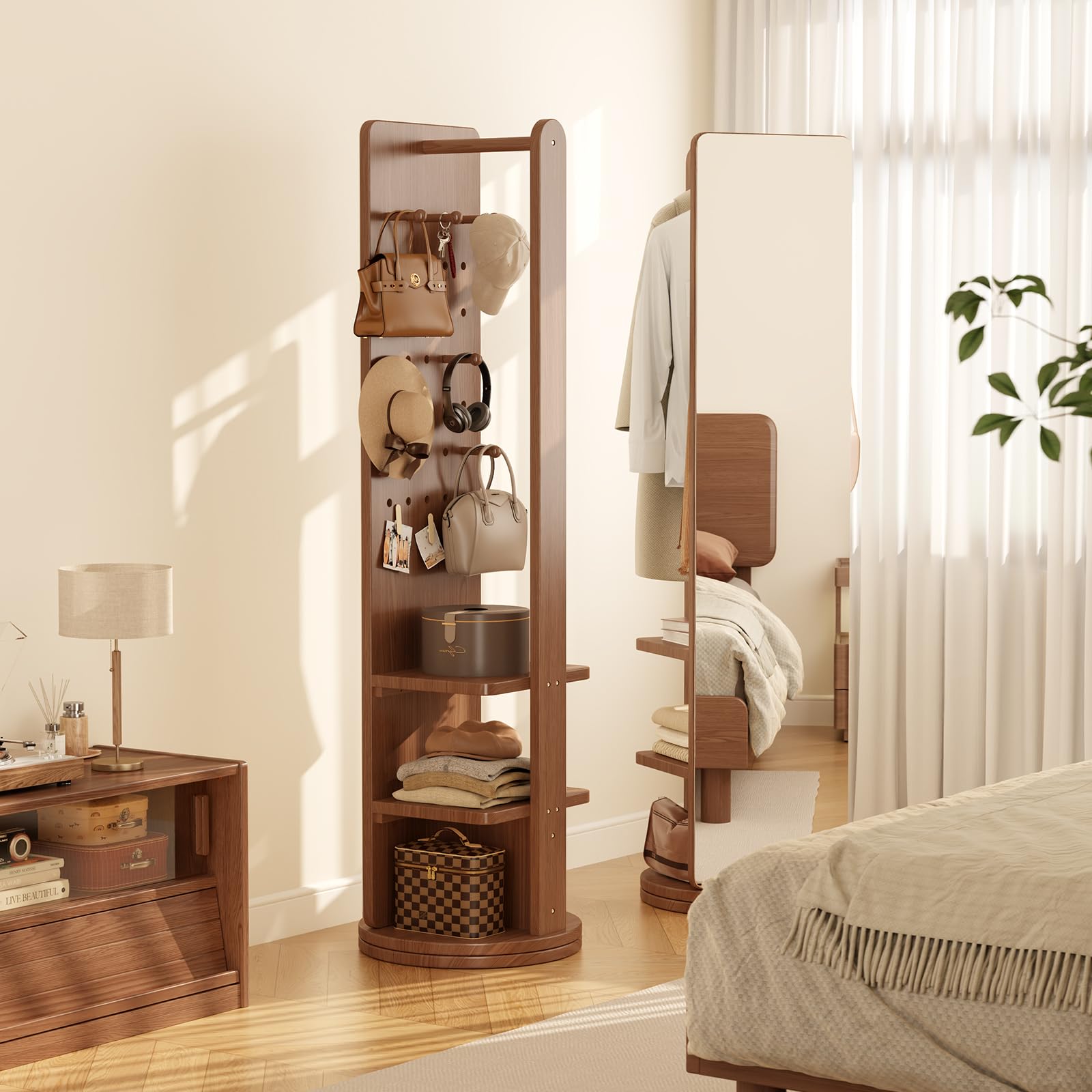 69" Full Length Floor Mirror with Storage Hooks